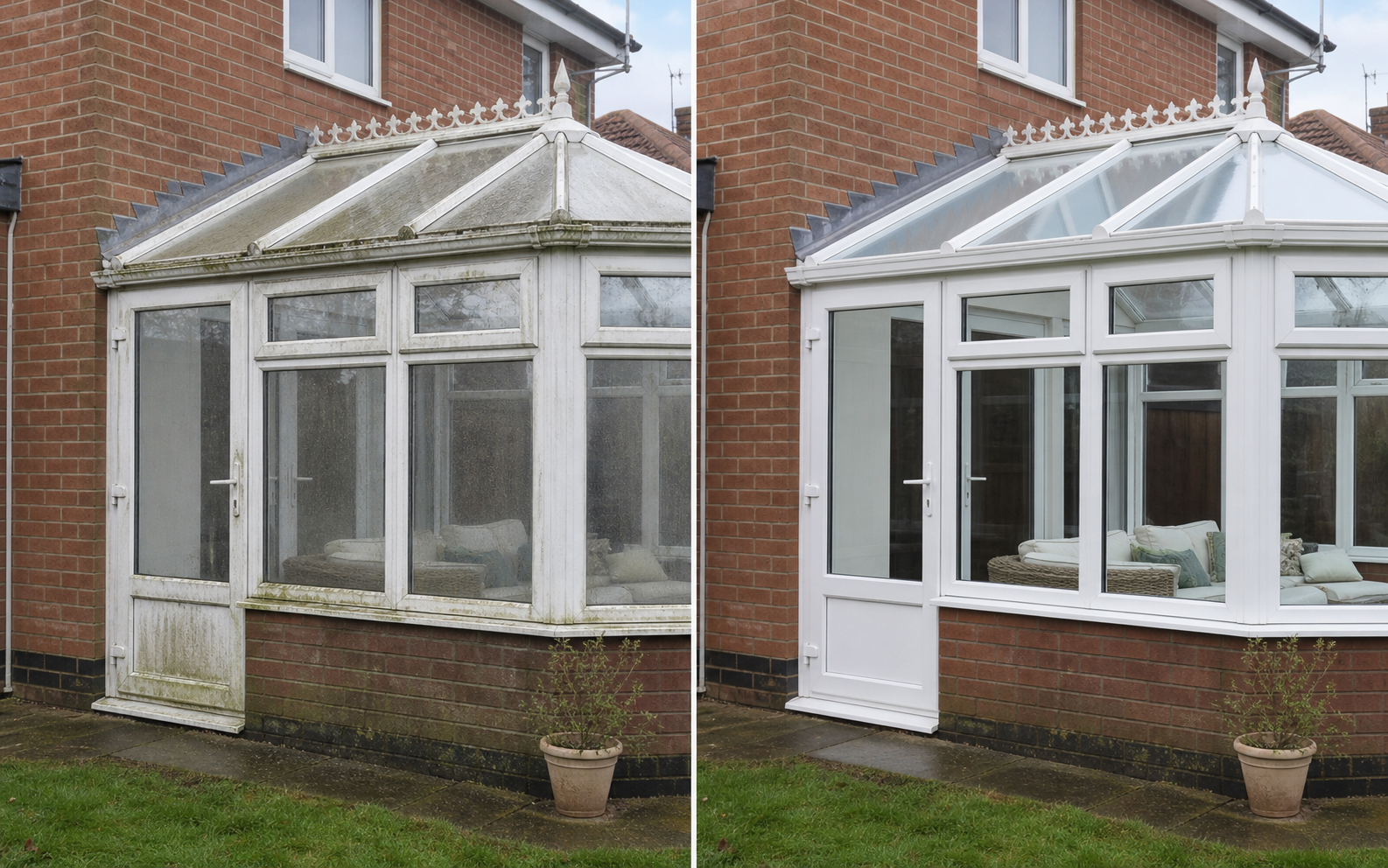 Illustrative conservatory before exterior cleaning